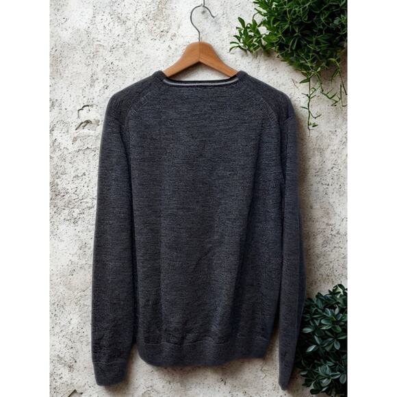 Fred Perry Classic V-Neck Sweater Graphite Marl 100% Merino Wool Size L - Picture 5 of 10